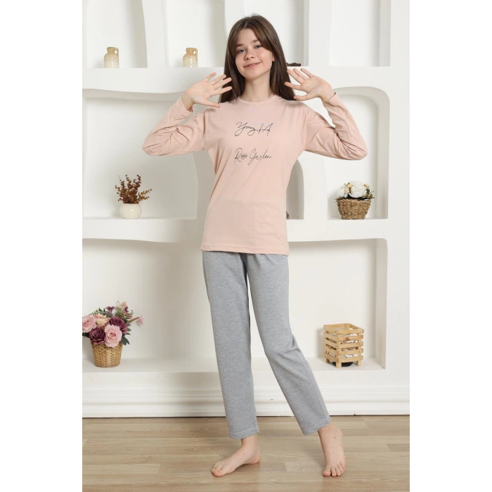 Moda Çizgi Kız Çocuk Penye Pijama Takım 20425