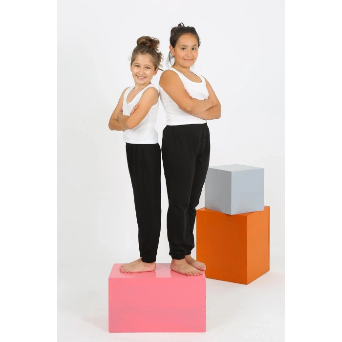 Moda Çizgi Kız Çocuk Sıfır Kol Beyaz Penye Pijama Takım 20433