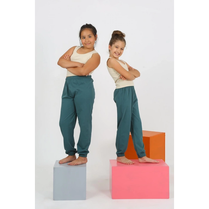 Moda Çizgi Kız Çocuk Sıfır Kol Ten Rengi Penye Pijama Takım 20433