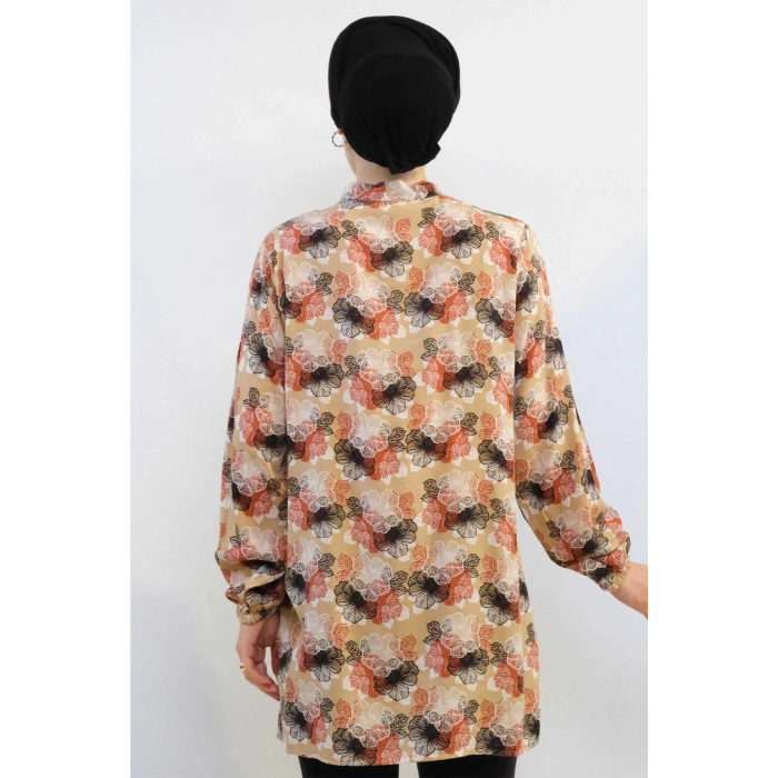 Moda Çizgi Kravatlı Bluz MC5172 Bej