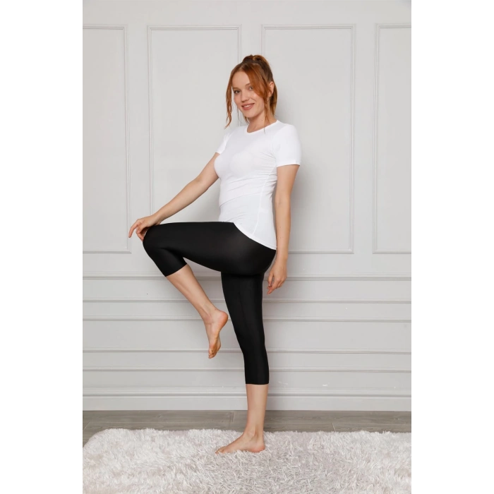 Moda Çizgi Microfiber Kapri Tayt 5864