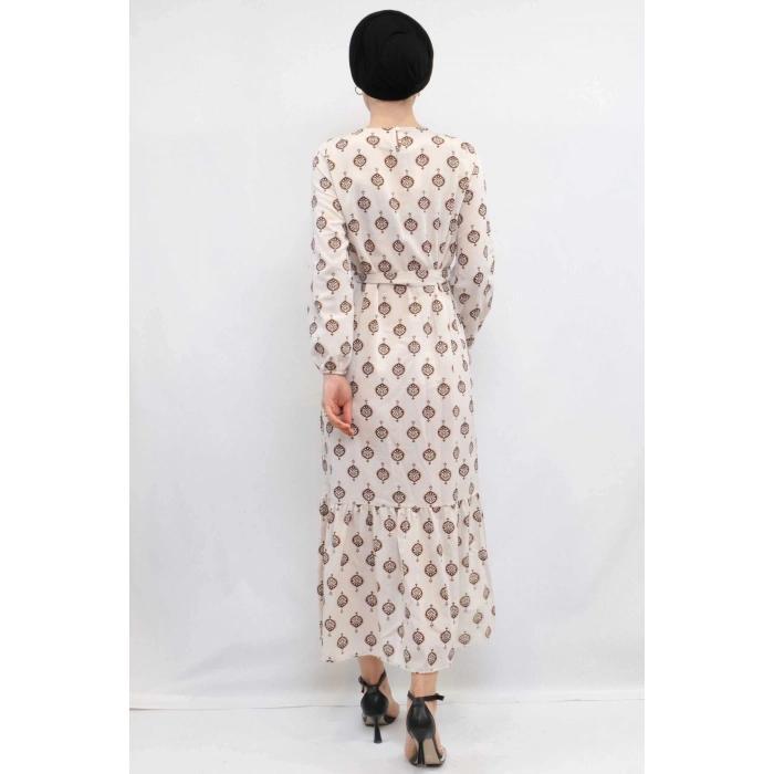 Moda Çizgi Otantik Desen Elbise