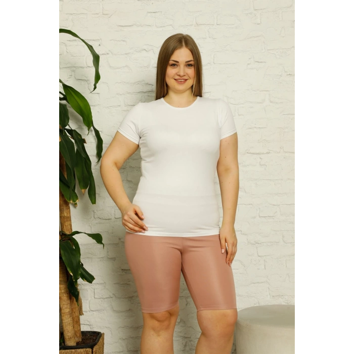 Moda Çizgi Penye Büyük Beden Diz Üstü Tayt 5890