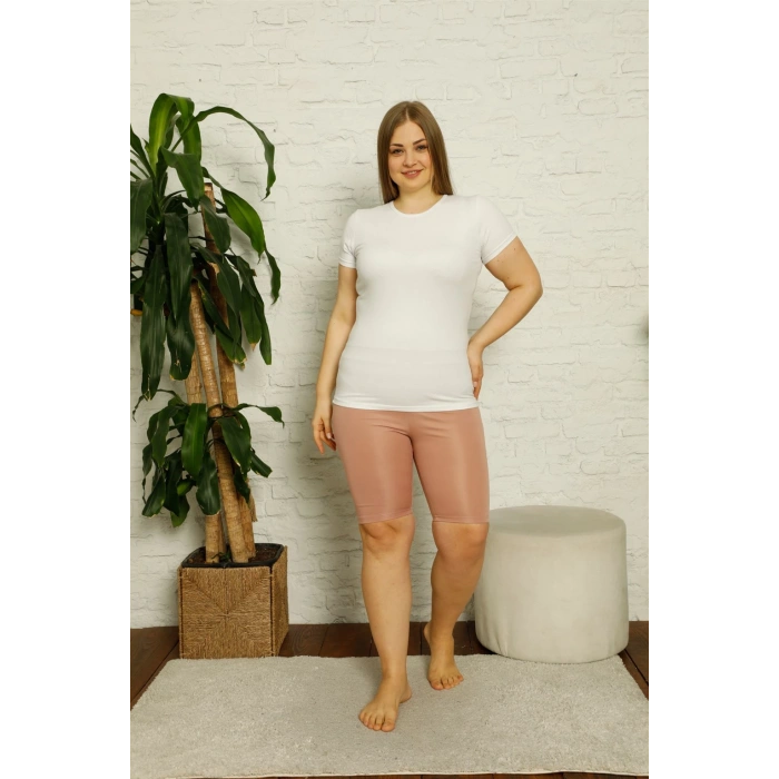 Moda Çizgi Penye Büyük Beden Diz Üstü Tayt 5890