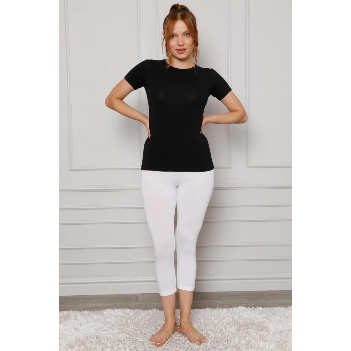 Moda Çizgi Penye Likralı Diz Altı Tayt 5873P