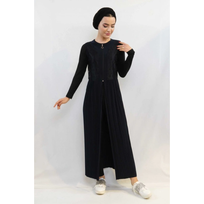 Moda Çizgi Piliseli Yelek Mc714 Lacivert