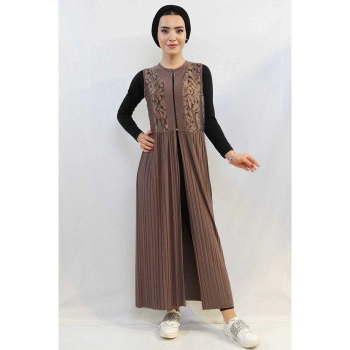 Moda Çizgi Piliseli Yelek Mc714 Vizon