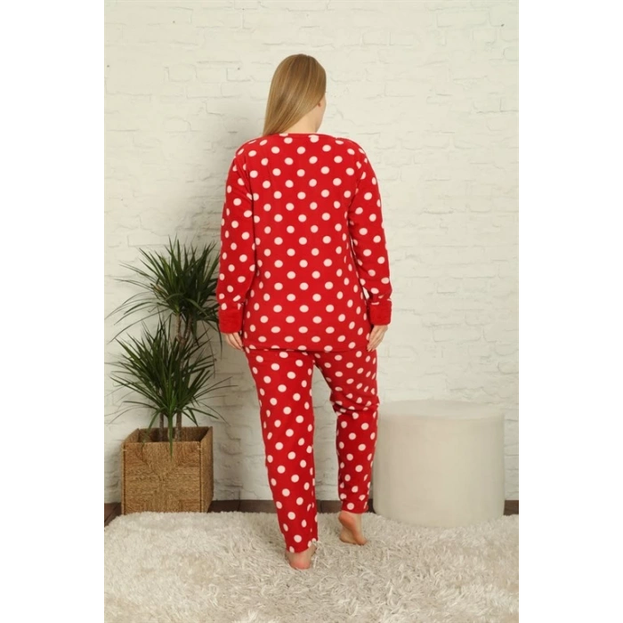 Moda Çizgi Polar Kadın Büyük Beden Pijama Takımı 808011