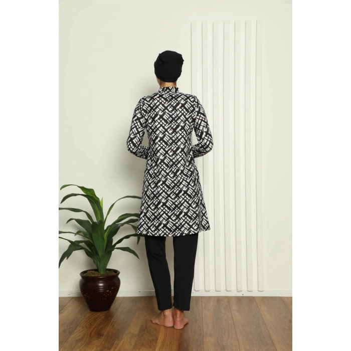 Moda Çizgi Tam Tesettür Dijital Desenli Mayo 31037