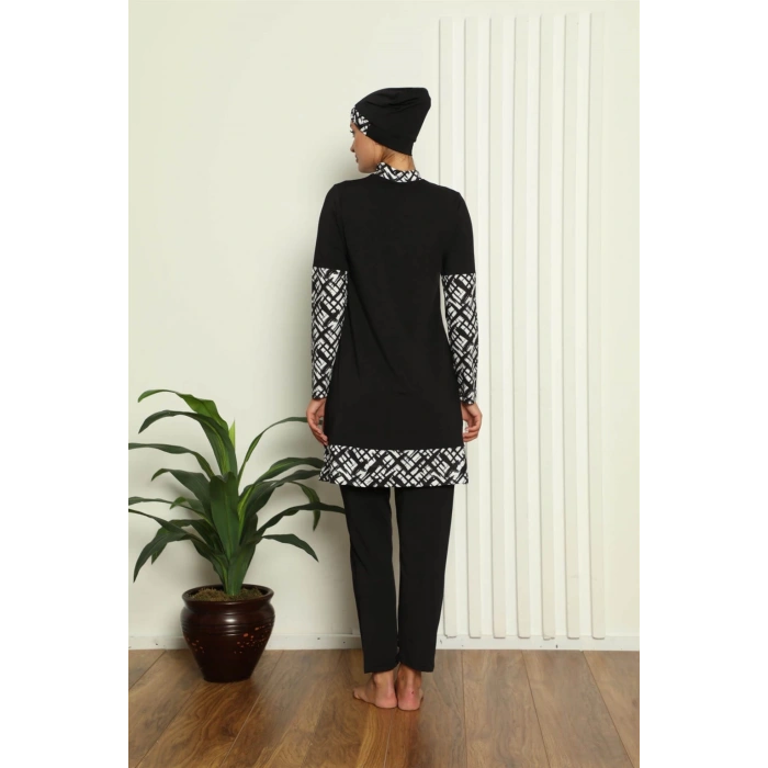 Moda Çizgi Tam Tesettür Dijital Desenli Mayo 31039