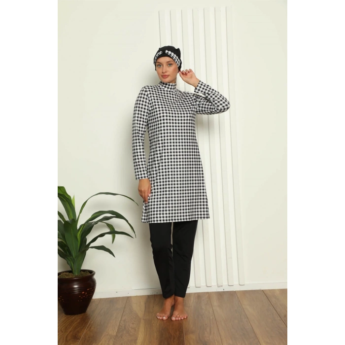 Moda Çizgi Tam Tesettür Dijital Desenli Mayo 31040