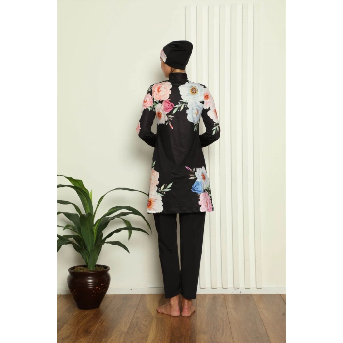 Moda Çizgi Tam Tesettür Dijital Desenli Mayo 31045