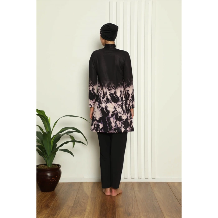 Moda Çizgi Tam Tesettür Dijital Desenli Mayo 31051