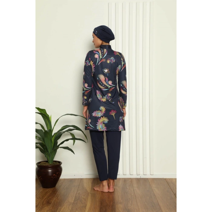 Moda Çizgi Tam Tesettür Dijital Desenli Mayo 31053