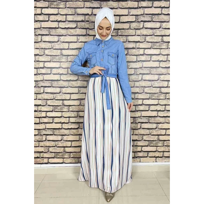 Moda Çizgi Tesettür Elbise