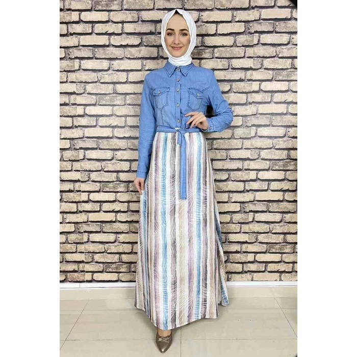 Moda Çizgi Tesettür Elbise