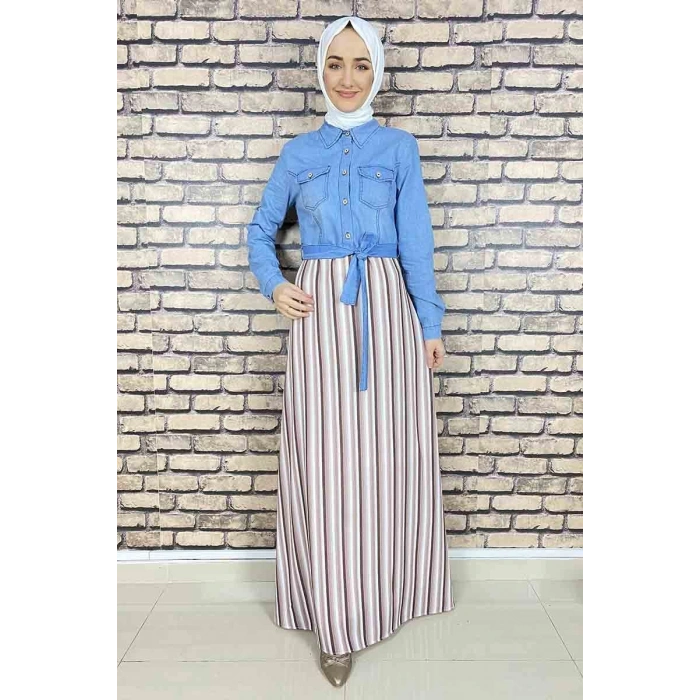 Moda Çizgi Tesettür Elbise