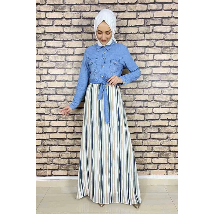 Moda Çizgi Tesettür Elbise