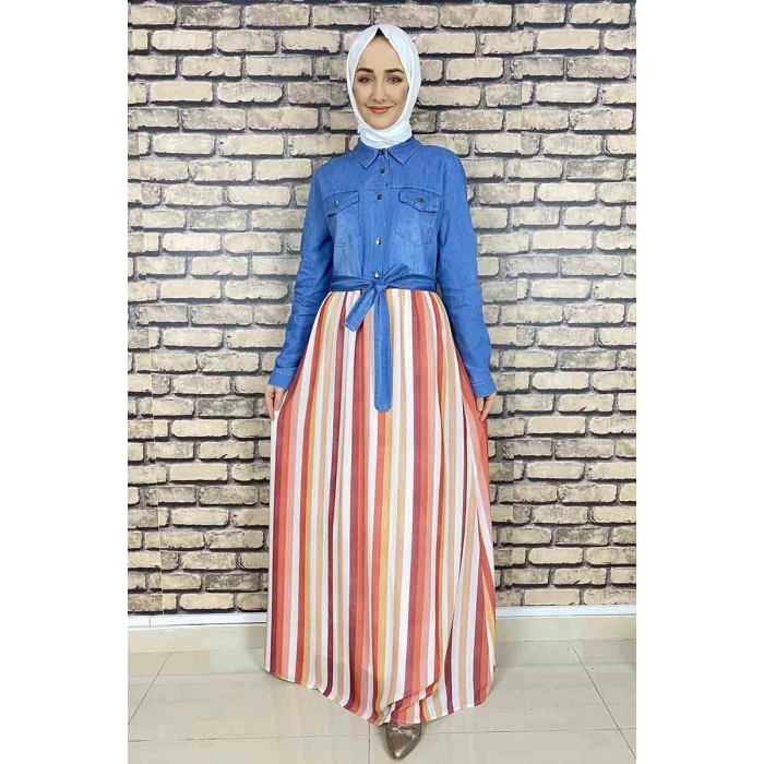 Moda Çizgi Tesettür Elbise