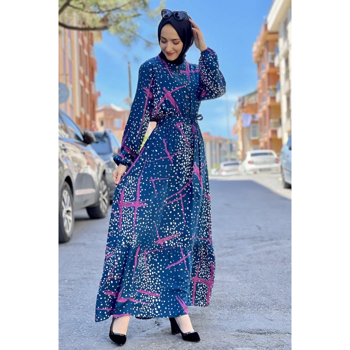Moda Çizgi Tesettür Elbise