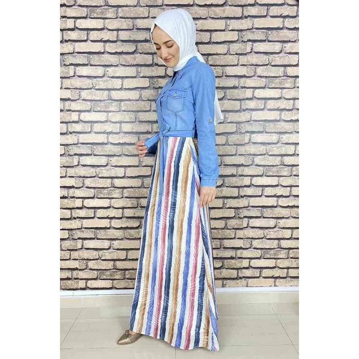 Moda Çizgi Tesettür Elbise