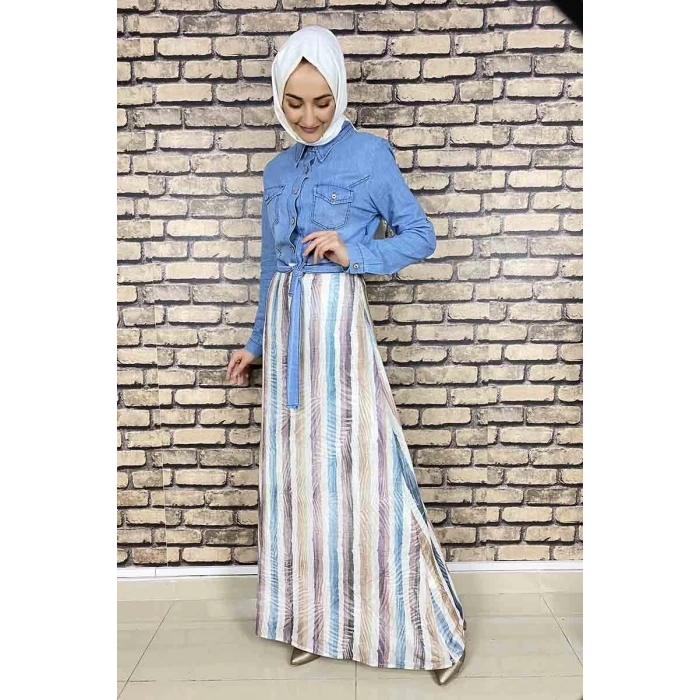 Moda Çizgi Tesettür Elbise