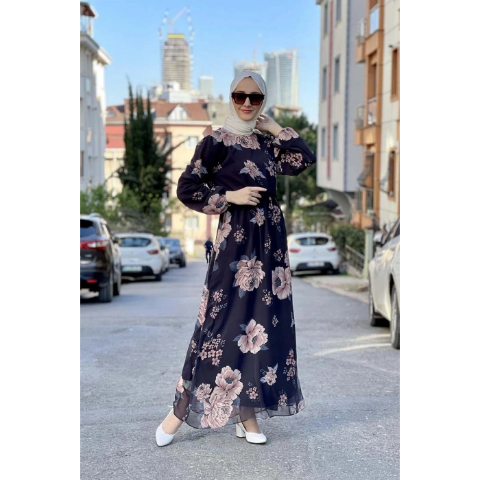 Moda Çizgi Tesettür Elbise