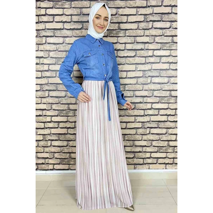 Moda Çizgi Tesettür Elbise