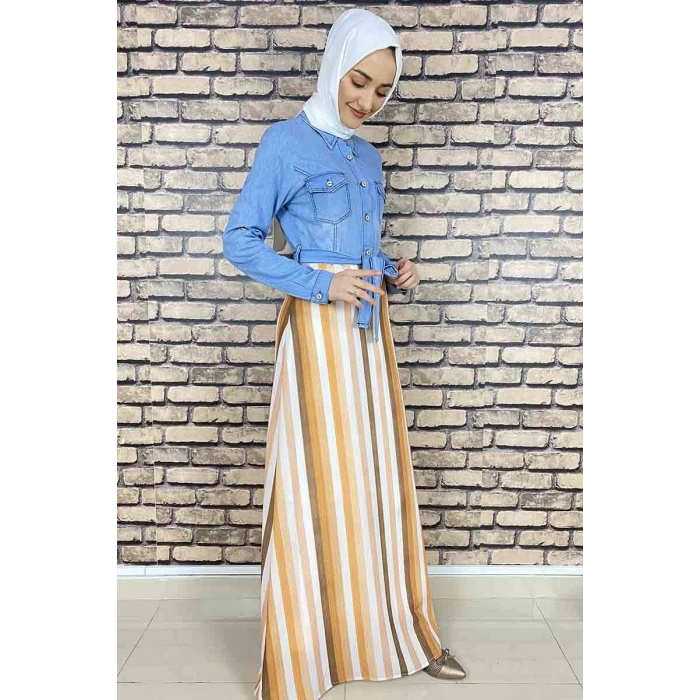 Moda Çizgi Tesettür Elbise