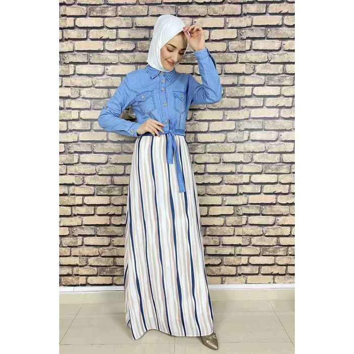 Moda Çizgi Tesettür Elbise