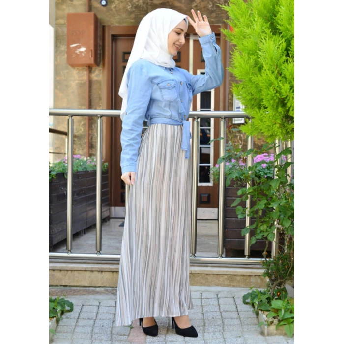 Moda Çizgi Tesettür Elbise