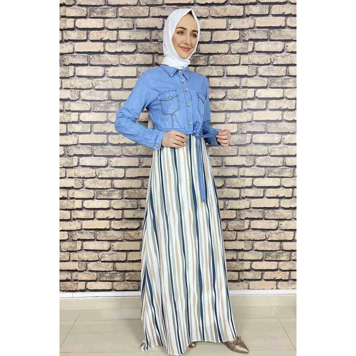 Moda Çizgi Tesettür Elbise