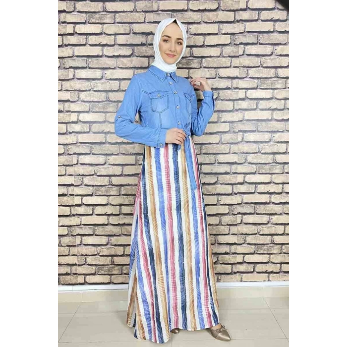 Moda Çizgi Tesettür Elbise