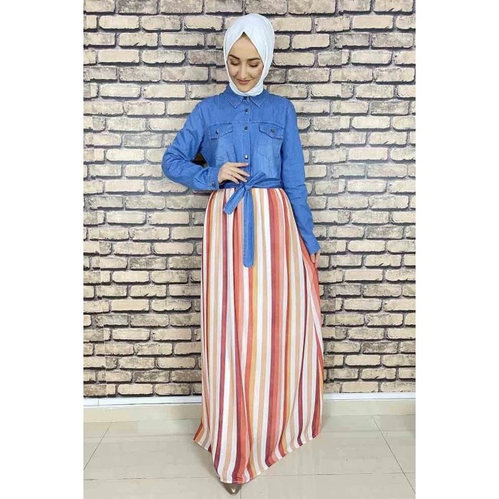 Moda Çizgi Tesettür Elbise