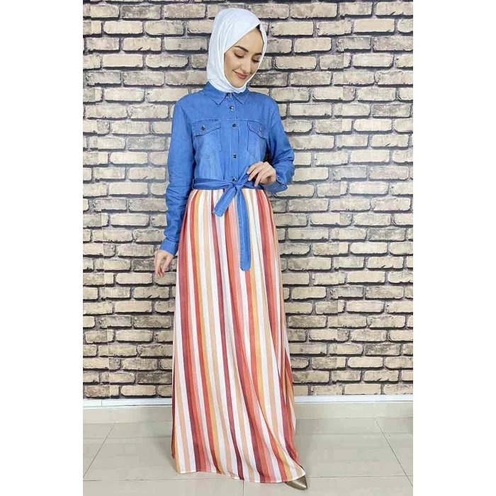Moda Çizgi Tesettür Elbise