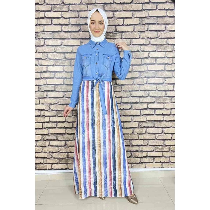Moda Çizgi Tesettür Elbise
