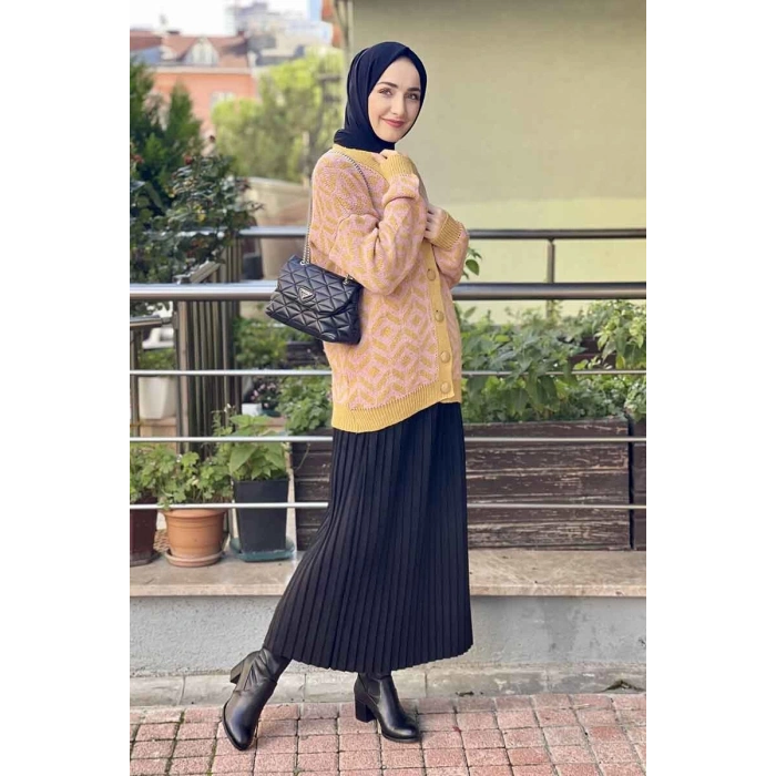 Moda Çizgi Triko Hırka