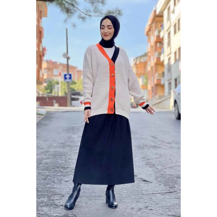 Moda Çizgi Triko Hırka