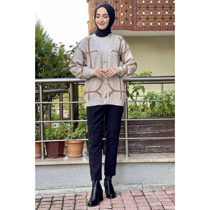 Moda Çizgi Triko Hırka