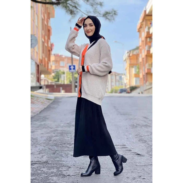 Moda Çizgi Triko Hırka