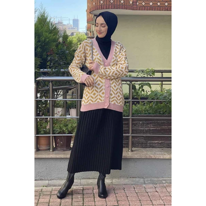 Moda Çizgi Triko Hırka