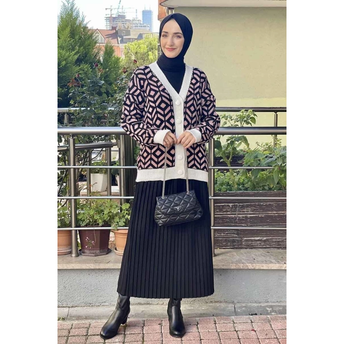 Moda Çizgi Triko Hırka