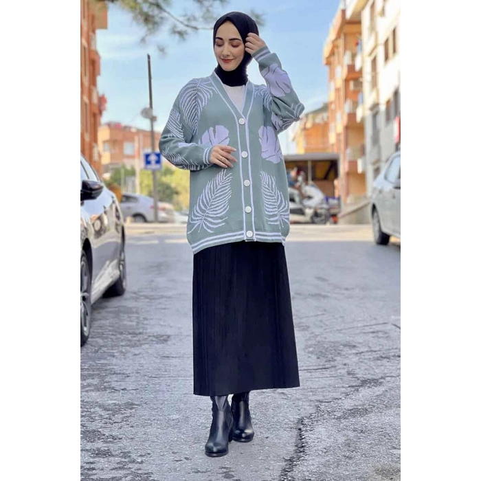 Moda Çizgi Triko Hırka