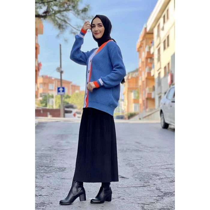 Moda Çizgi Triko Hırka