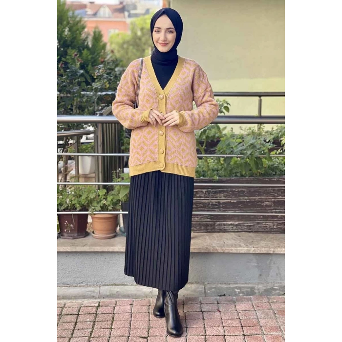 Moda Çizgi Triko Hırka