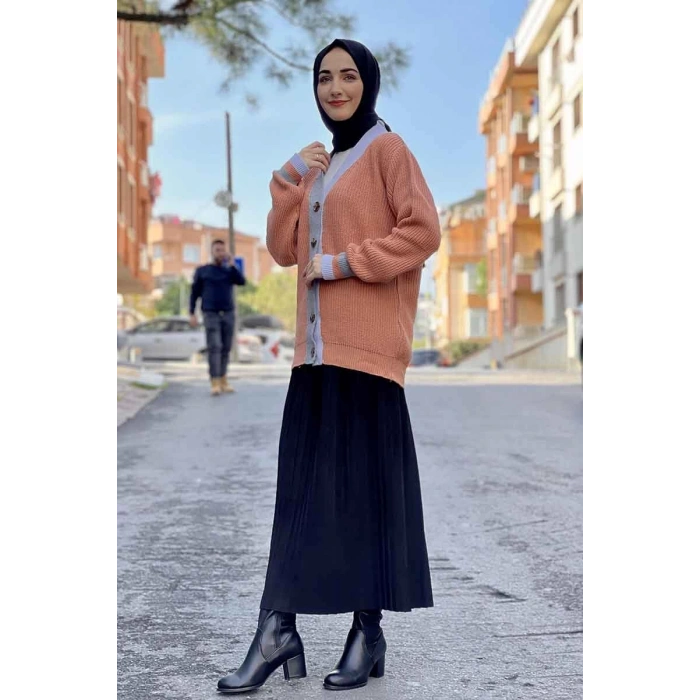 Moda Çizgi Triko Hırka