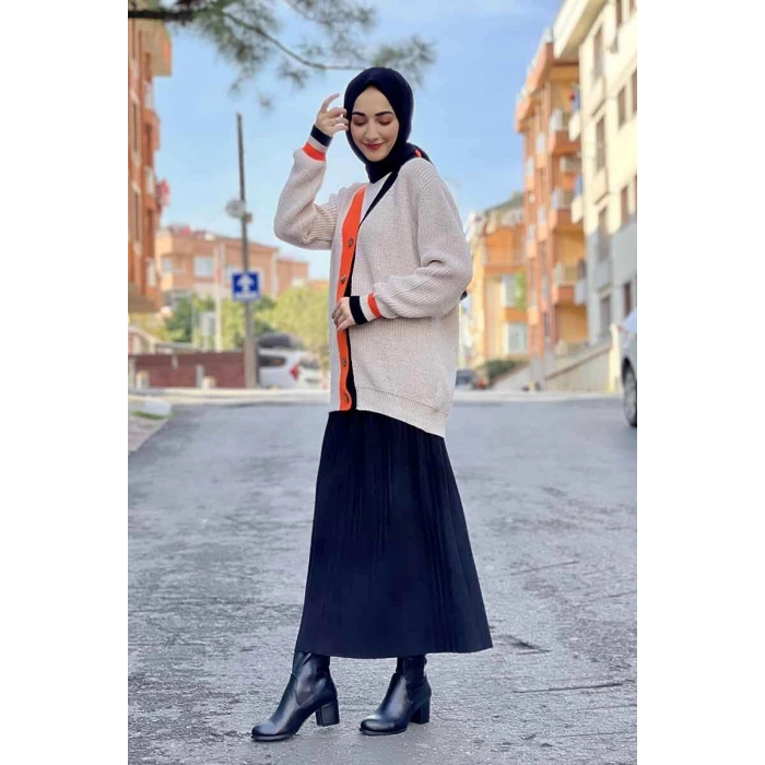 Moda Çizgi Triko Hırka