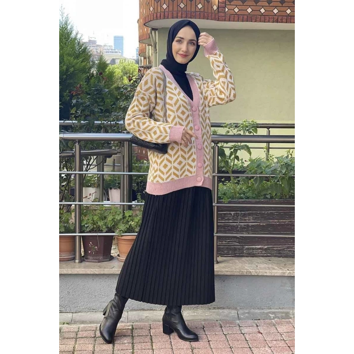 Moda Çizgi Triko Hırka