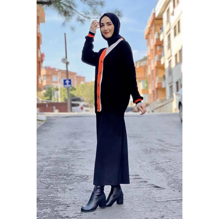 Moda Çizgi Triko Hırka