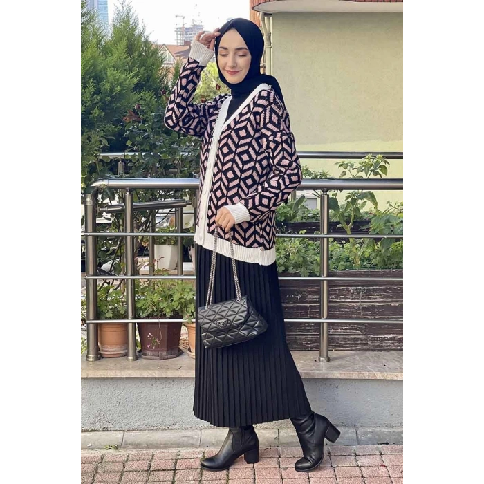 Moda Çizgi Triko Hırka